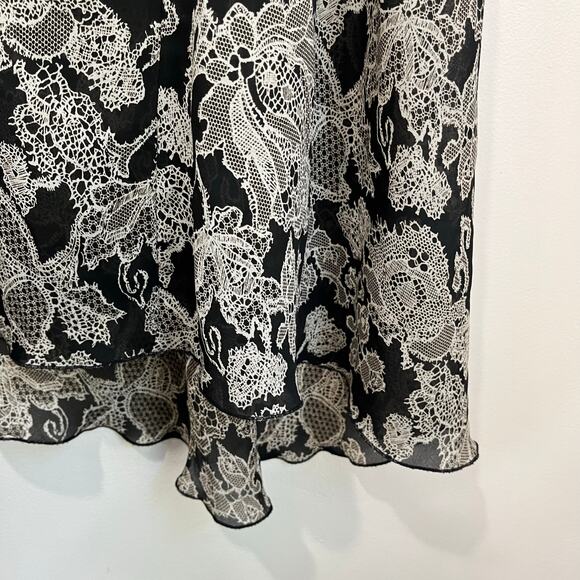 Cami International Y2K Floral Midi Skirt Black Beige Boho Size 16 - Picture 3 of 6